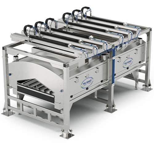 TG MAC X6, macchina per applicazione smalti airless per grandi formati ceramici, con 6 assi indipendenti